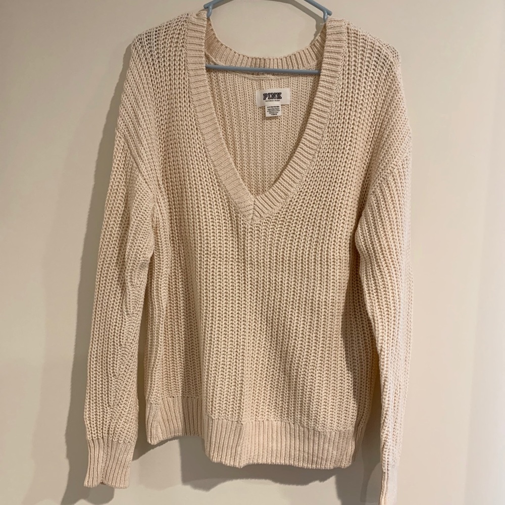 🐕 PINK Oversized V-Neck Sweater